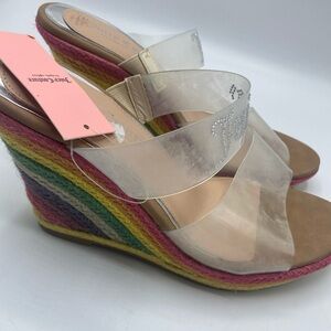 juicy couture cristene Rainbow wedge espadrilles heels size 9.5 Juicy In Gems